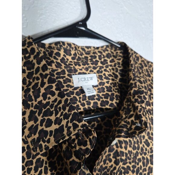 J. Crew Button Down Shirt Womens XL Top Leopard Print Work Office Corporate - Picture 2 of 5